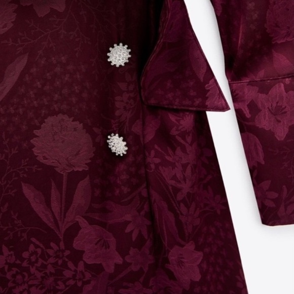 Zara new with tags long sleeve satin floral printed belted mini dress - Picture 9 of 10